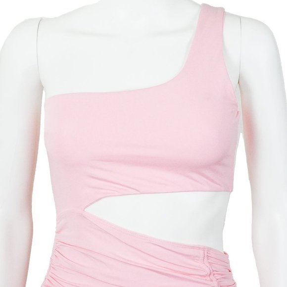 KIKIRIKI Pink Asymmetric Ruched Dress - Picture 3 of 3